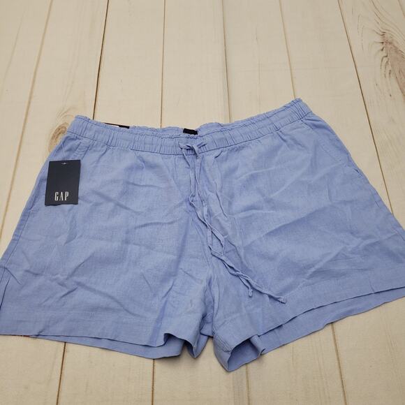 Gap NWT light blue linen pull on shorts drawstring minimalist - Picture 1 of 7